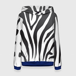 Толстовка-худи женская Африканская зебра, цвет: 3D-синий