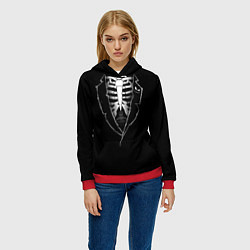 Толстовка-худи женская Хэллоуинский скелет, цвет: 3D-красный — фото 2