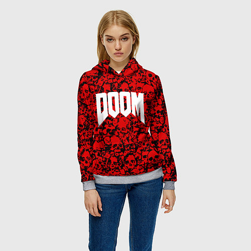 Женская толстовка DOOM: Blooded Skuls / 3D-Меланж – фото 3