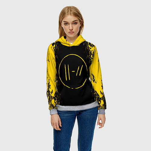 Женская толстовка 21 Pilots: Yellow & Black / 3D-Меланж – фото 3