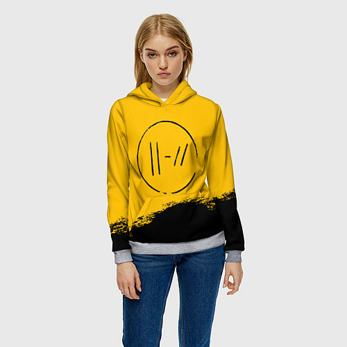 Женская толстовка 21 Pilots: Yellow Logo / 3D-Меланж – фото 3