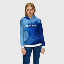 Толстовка-худи женская Парная - вода: кислород с волнами, цвет: 3D-белый — фото 2