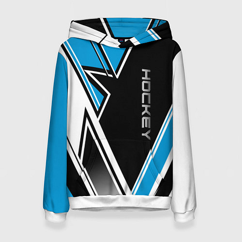 Женская толстовка Hockey black blue white / 3D-Белый – фото 1