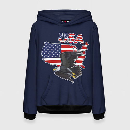 Женская толстовка USA - flag and eagle / 3D-Черный – фото 1