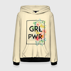 Толстовка-худи женская GRL PWR, цвет: 3D-черный