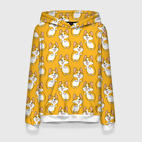Женская толстовка Корги паттерн / 3D-Белый – фото 1