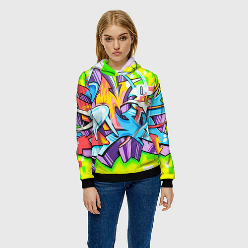 Женская толстовка Неоновая кислота / 3D-Черный – фото 3