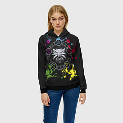 Толстовка-худи женская Ведьмак: Сила стихий, цвет: 3D-черный — фото 2