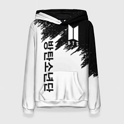 Толстовка-худи женская BTS: White & Black, цвет: 3D-белый