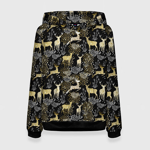 Женская толстовка Рождественские олени / 3D-Черный – фото 1