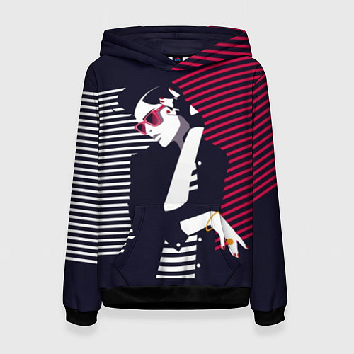 Женская толстовка Стильная женщина - поп арт / 3D-Черный – фото 1