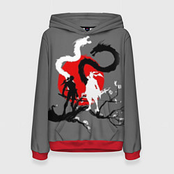 Толстовка-худи женская Битва драконов, цвет: 3D-красный