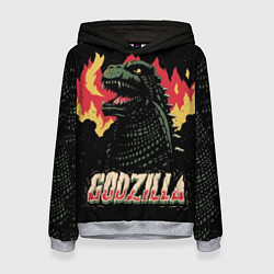 Толстовка-худи женская Flame Godzilla, цвет: 3D-меланж