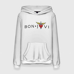 Толстовка-худи женская Bon Jovi, цвет: 3D-белый