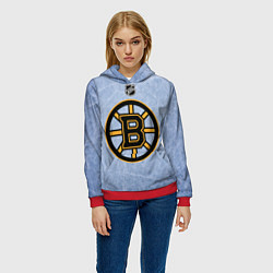 Толстовка-худи женская Boston Bruins: Hot Ice, цвет: 3D-красный — фото 2