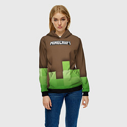 Толстовка-худи женская Minecraft - Логотип, цвет: 3D-черный — фото 2