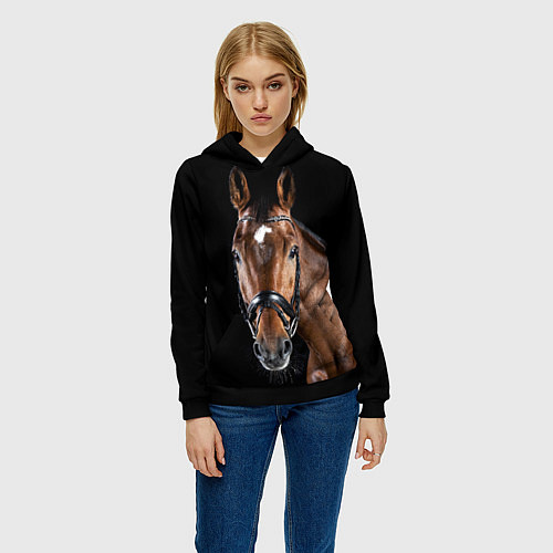 Женская толстовка Гнедая красивая лошадь / 3D-Черный – фото 3