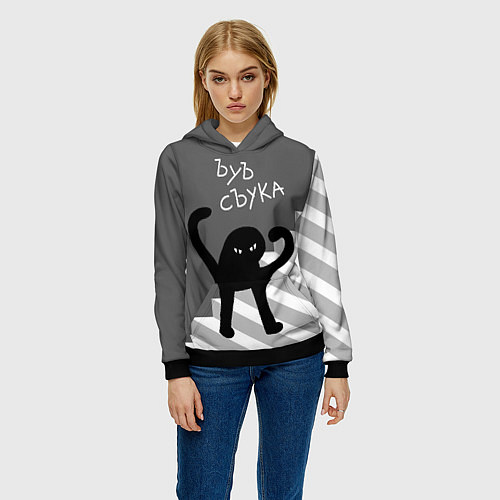 Женская толстовка ЪУЪ съука - лестница / 3D-Черный – фото 3