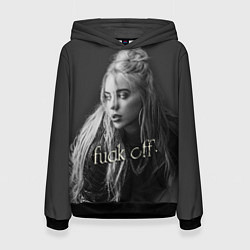 Толстовка-худи женская Billie Eilish fak off, цвет: 3D-черный