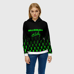 Толстовка-худи женская Billie Eilish: Green & Black Autograph, цвет: 3D-белый — фото 2