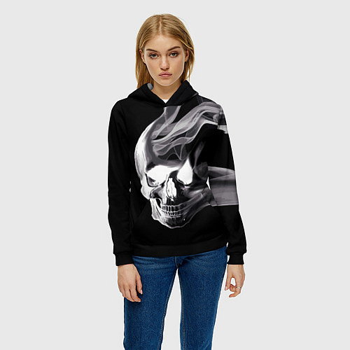 Женская толстовка Wind - smoky skull / 3D-Черный – фото 3