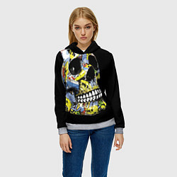 Толстовка-худи женская Graffiti - Skull, цвет: 3D-меланж — фото 2