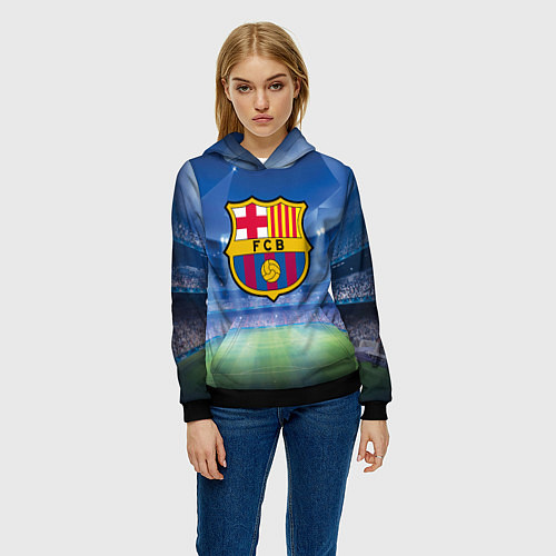Женская толстовка FC Barcelona / 3D-Черный – фото 3