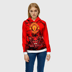 Толстовка-худи женская Manchester United, цвет: 3D-белый — фото 2