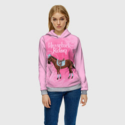 Толстовка-худи женская Horseback Rading, цвет: 3D-меланж — фото 2