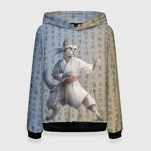 Женская толстовка Karate cat / 3D-Черный – фото 1