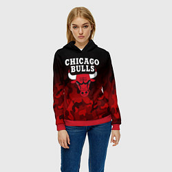 Толстовка-худи женская CHICAGO BULLS, цвет: 3D-красный — фото 2