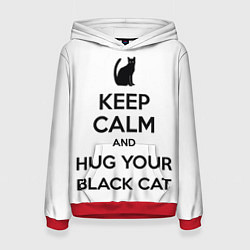 Толстовка-худи женская Обними своего черного кота, цвет: 3D-красный