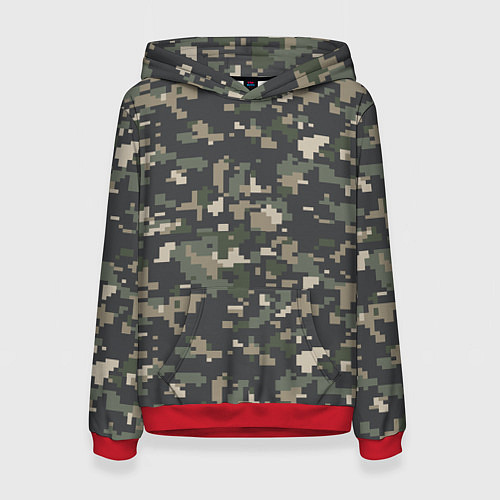 Женская толстовка Пиксельный камуфляж / 3D-Красный – фото 1