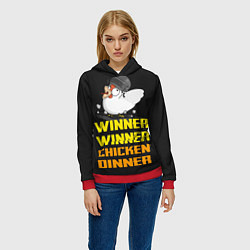 Толстовка-худи женская Winner Chicken Dinner, цвет: 3D-красный — фото 2