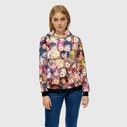 Женская толстовка Ахегао / 3D-Черный – фото 3