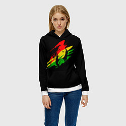 Толстовка-худи женская Боб Марли, цвет: 3D-белый — фото 2