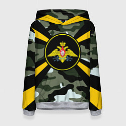 Толстовка-худи женская Войска связи, цвет: 3D-меланж