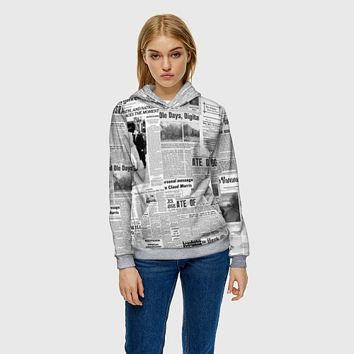 Женская толстовка Газета Newspaper / 3D-Меланж – фото 3