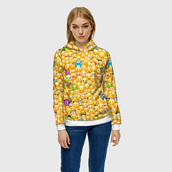 Толстовка-худи женская Смайлики Emoji, цвет: 3D-белый — фото 2