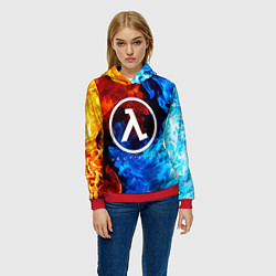 Толстовка-худи женская HALF-LIFE, цвет: 3D-красный — фото 2