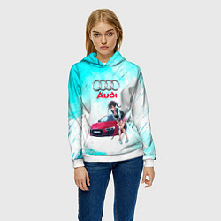 Толстовка-худи женская Ауди, цвет: 3D-белый — фото 2