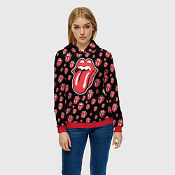 Толстовка-худи женская Rolling stones, цвет: 3D-красный — фото 2