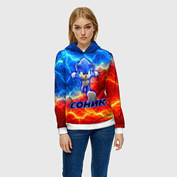 Толстовка-худи женская СОНИК, цвет: 3D-белый — фото 2