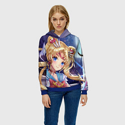 Толстовка-худи женская SAILOR MOON, цвет: 3D-синий — фото 2