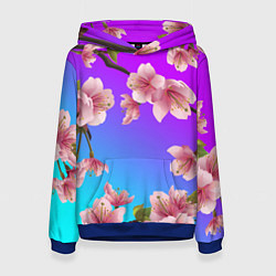 Толстовка-худи женская САКУРА ВИШНЯ, цвет: 3D-синий
