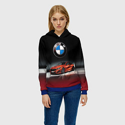 Толстовка-худи женская BMW, цвет: 3D-синий — фото 2