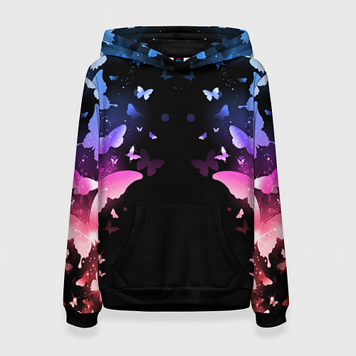 Женская толстовка ЯРКИЕ БАБОЧКИ / 3D-Черный – фото 1