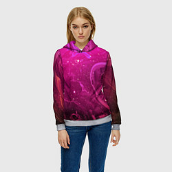 Толстовка-худи женская РОЗОВЫЙ КОСМОС, цвет: 3D-меланж — фото 2