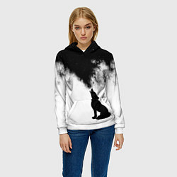 Толстовка-худи женская Galaxy wolf, цвет: 3D-белый — фото 2