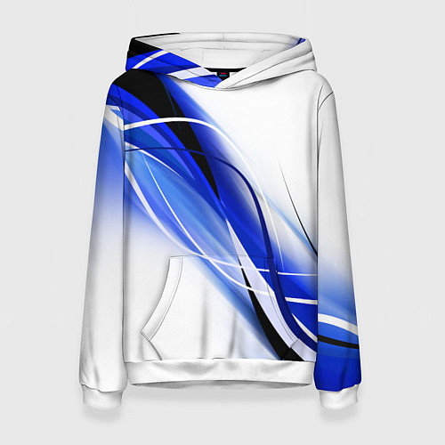 Женская толстовка GEOMETRY STRIPES BLUE / 3D-Белый – фото 1